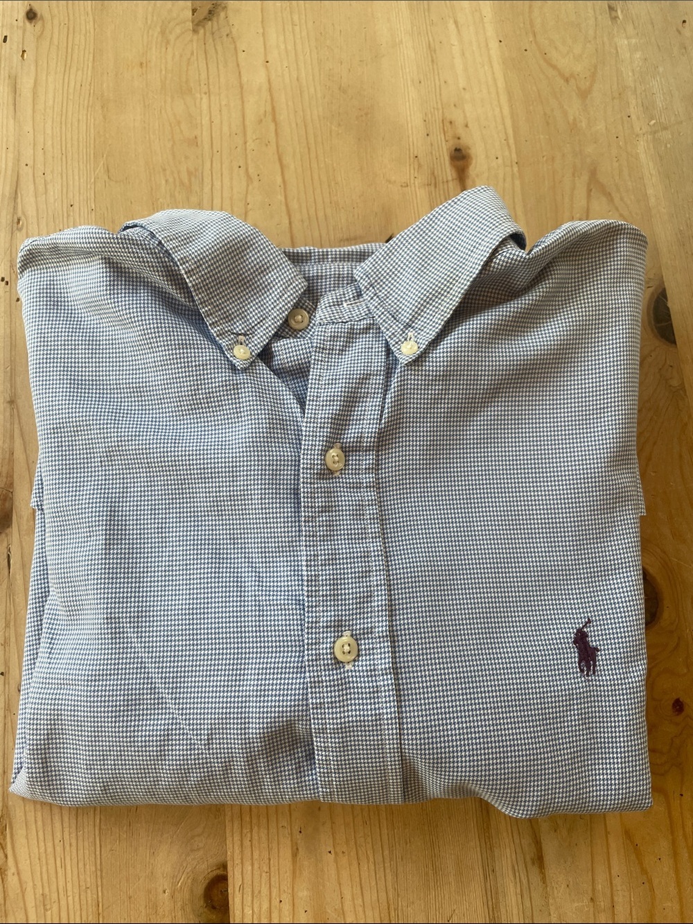 Ralph Lauren Classic Fit Light Blue Micro-Check Button-Down Shirt 17.5/XL